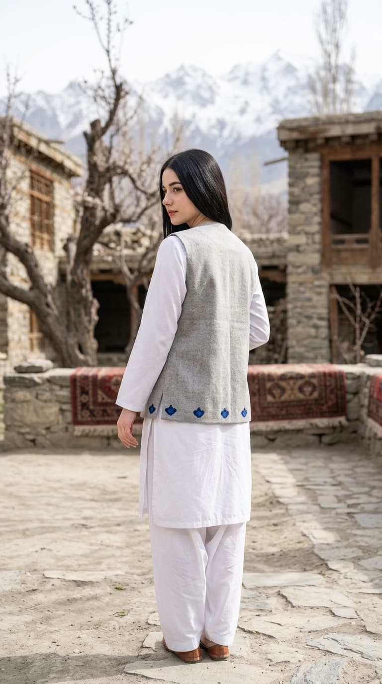 Handcrafted Ta Itux Wool Waistcoat in Heather Grey & Royal Blue